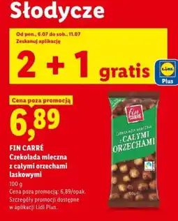 Lidl FIN CARRÉ Czekolada mleczna z całymi orzechami oferta