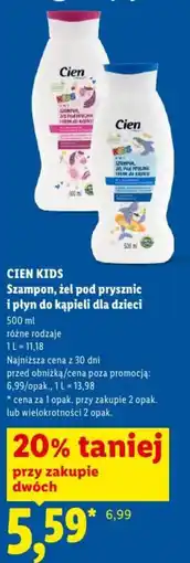 Lidl Cien Kids Szampon, żel pod prysznic i płyn do kąpieli dla dzieci oferta