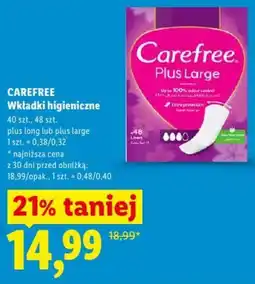 Lidl Wkładki higieniczne Carefree Plus Large oferta