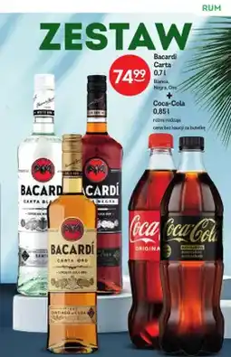 Żabka Zestaw rum Bacardi Carta Blanca + napój gazowany Coca-Cola oferta