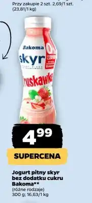 Netto Jogurt pitny skyr bez dodatku cukru Bakoma truskawkowy oferta