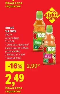 Lidl Sok 100% Kubuś oferta