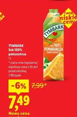 Lidl Sok 100% pomarańcza Tymbark oferta
