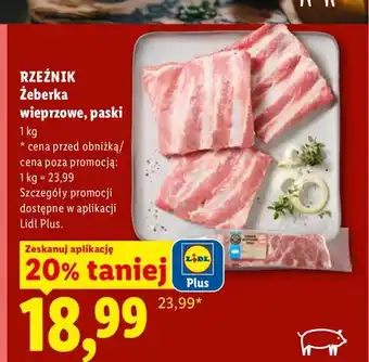 Lidl Żeberka wieprzowe paski Rzeźnik oferta