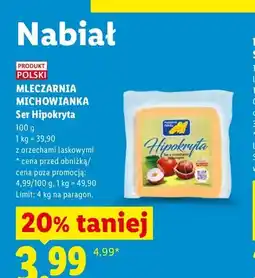 Lidl Ser Hipokryta z orzechami laskowymi Mleczarnia Michowianka oferta