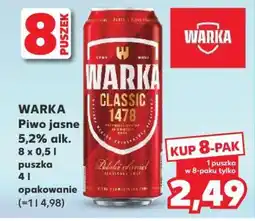 Kaufland WARKA Piwo jasne 5,2% alk. 8 x 0,5 l puszka 4 l opakowanie (=11,498) oferta