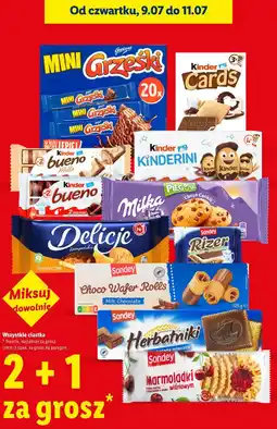 Lidl Wszystkie ciastka (m.in. Sondey, Milka, Kinder, Grześki, Delicje) oferta