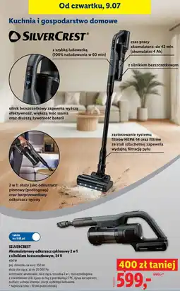 Lidl SILVERCREST Akumulatorowy odkurzacz cyklonowy 2 w 1 z silnikiem bezszczotkowym, 24 V oferta