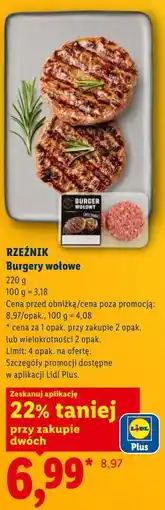 Lidl RZEŹNIK Burgery wołowe oferta