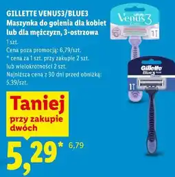 Lidl Maszynka do golenia dla kobiet lub dla mężczyzn, 3-ostrzowa Gillette Venus3/Blue3 oferta
