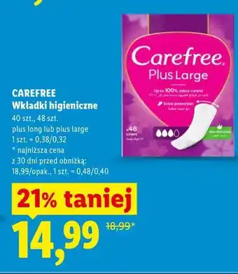 Lidl Wkładki higieniczne Carefree oferta