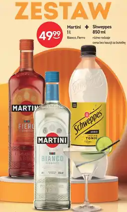 Żabka Martini 1 l (Bianco, Fiero) + Schweppes 850 ml oferta