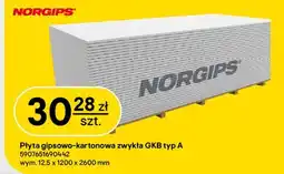 Castorama NORGIPS Płyta gipsowo-kartonowa zwykła GKB typ A oferta