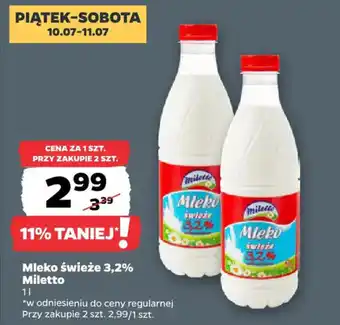 Netto Mleko świeże 3,2% Miletto oferta