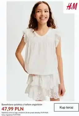 H&M Spódnica bawełniana z haftem angielskim H&M oferta