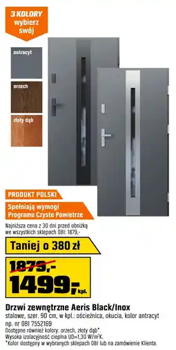OBI Drzwi zewnętrzne Aeris Black/Inox oferta