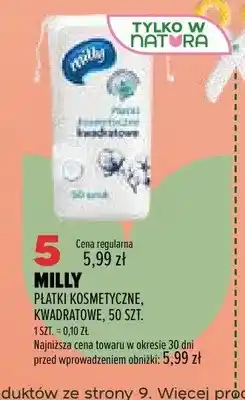 Drogerie Natura Płatki kosmetyczne kwadratowe Milly 50-pak oferta