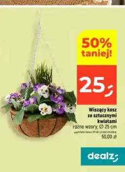 Dealz Wiszący kosz ze sztucznymi kwiatami oferta