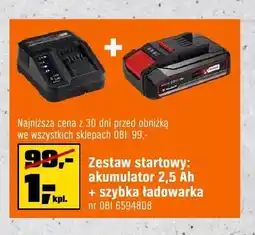 OBI Zestaw startowy akumulator 2,5Ah + szybka ładowarka Einhell oferta