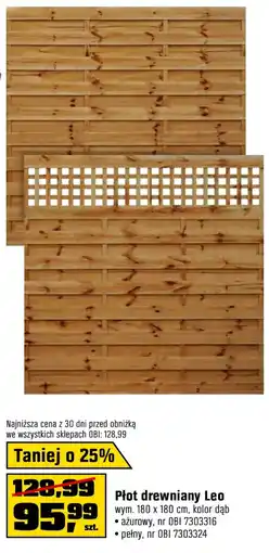 OBI Płot drewniany Leo oferta