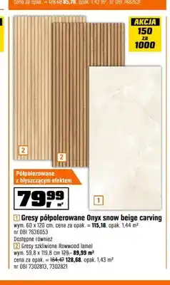 OBI Gres półpolerowany Onyx Snow Beige Carving oferta