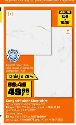 OBI Gres szkliwiony Giore White 59,8x59,8 cm oferta