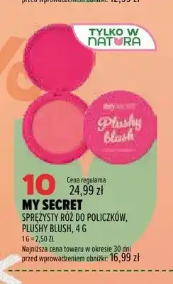 Drogerie Natura Sprężysty róż do policzków My Secret Plushy Blush oferta