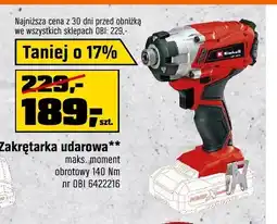OBI Zakrętarka udarowa akumulatorowa Einhell oferta