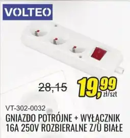Unimet Gniazdo Potrójne + Wyłącznik 16A 250V Rozbieralne Z/U Białe oferta