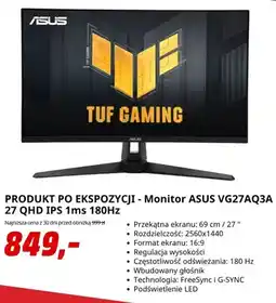 Media Markt Monitor ASUS VG27AQ3A po ekspozycji oferta