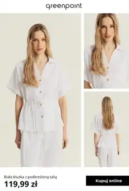 Greenpoint Bluzka damska biała z podkreśloną talią Greenpoint oferta