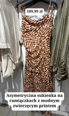 H&M Sukienka asymetryczna na ramiączkach ze zwierzęcym printem oferta
