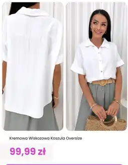 Modna Kiecka Kremowa Wiskozowa Koszula Oversize oferta