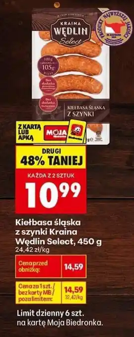 Biedronka Kiełbasa Śląska Kraina Wędlin Select oferta