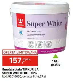 Leroy Merlin Emulsja biała TIKKURILA SUPER WHITE 10 l+10% oferta