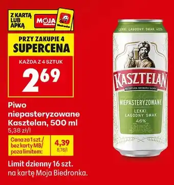 Biedronka Piwo Kasztelan Niepasteryzowane oferta