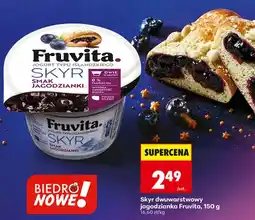 Biedronka Jogurt typu islandzkiego Skyr dwuwarstwowy Fruvita smak jagodzianki oferta