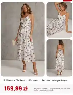 Renee Sukienka z Chokerem z Kwiatem o Rozkloszowanym Kroju Renee oferta