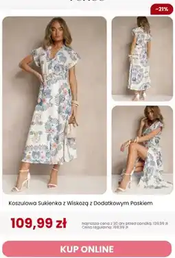 Renee Sukienka koszulowa z wiskozą z dodatkowym paskiem Renee oferta