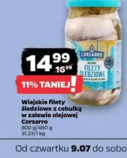 Netto Wiejskie filety śledziowe z cebulką w zalewie olejowej Corsarro oferta