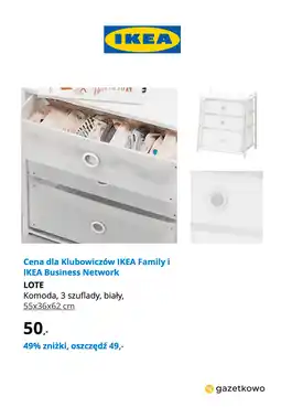 IKEA LOTE Komoda, 3 szuflady, biały, 55x36x62 cm oferta