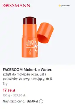 Rossmann FACEBOOM Make-Up Water. sztyft do makijażu oczu, ust i policzków, żelowy, tintujący, nr 0 oferta