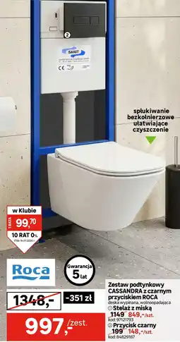 Leroy Merlin Zestaw podtynkowy CASSANDRA z czarnym przyciskiem ROCA oferta