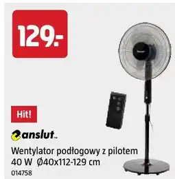 Jula Anslut Wentylator podłogowy z pilotem 40 W Ø40x112-129 cm oferta