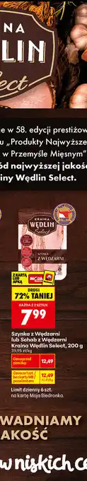 Biedronka Szynka z Wędzarni lub Schab z Wędzarni Kraina Wędlin Select oferta