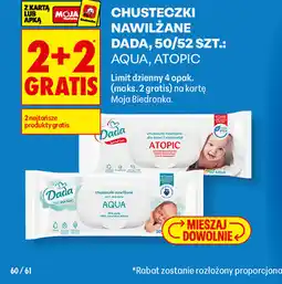 Biedronka CHUSTECZKI NAWILŻANE DADA, 50/52 SZT.: AQUA, ATOPIC oferta