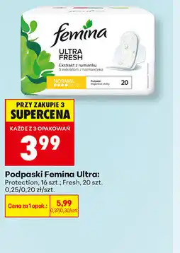 Biedronka Podpaski Femina Ultra: Protection, 16 szt. Fresh, 20 szt oferta
