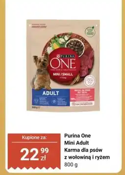 Biedronka Karma dla psów sucha Purina One Mini Adult z wołowiną i ryżem oferta