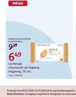 Rossmann Lactacyd, chusteczki do higieny intymnej, 15 szt oferta
