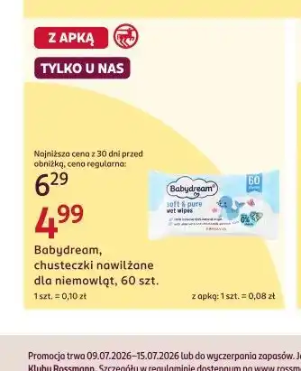 Rossmann Babydream, chusteczki nawilżane dla niemowląt, 60 szt oferta